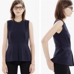 Madewell Leather-Lined Peplum Sleeveless Top